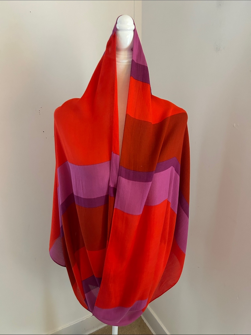 J.Crew Orange/Purple/Rust Cotton Blend Infinity Scarf